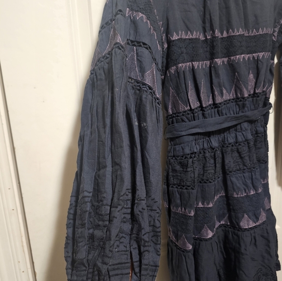 Anthropologie Navy and Lavender Long Sleeve Dress - Picture 5 of 5